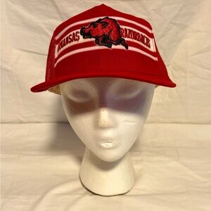 Vintage Arkansas Razorbacks Lucky Stripes SnapBack Trucker Hat 70s 80s USA Made